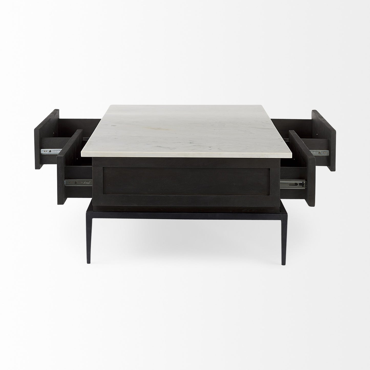 Dark Brown Wood And Marble Coffee Table