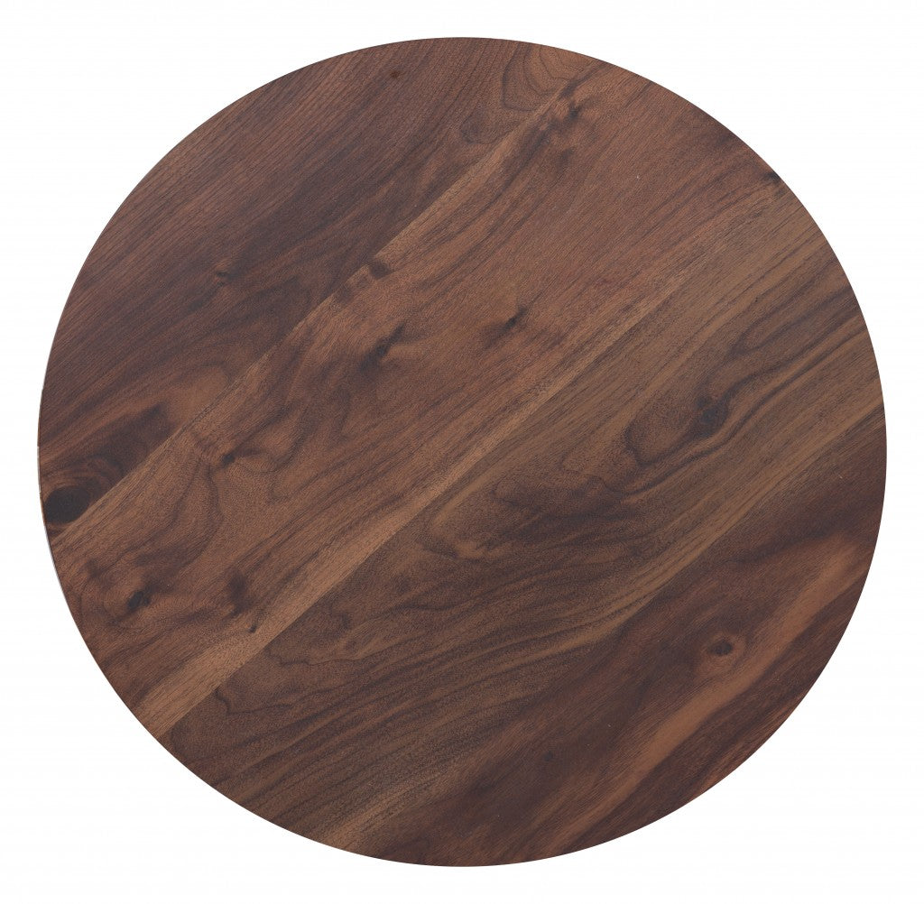 24" Black And Brown Round End Table