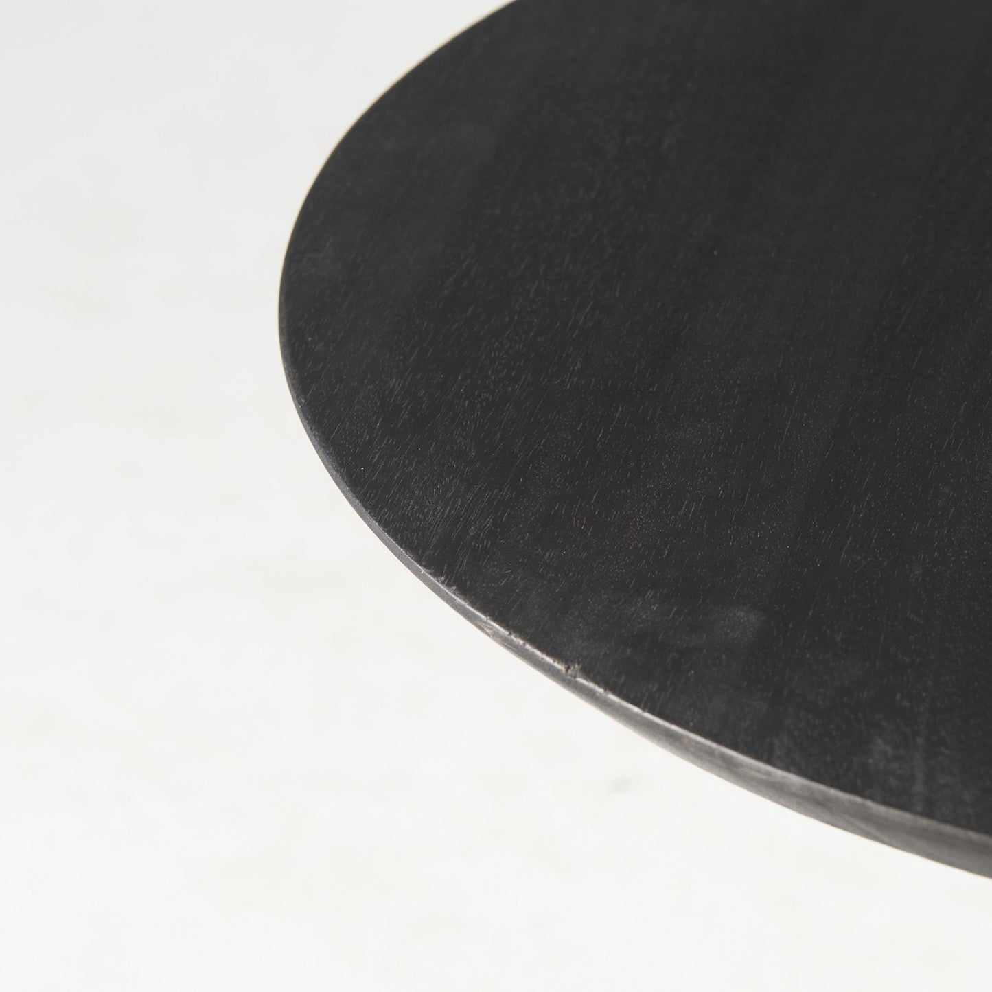 Dark Stain Pedestal Table With Black Detailing