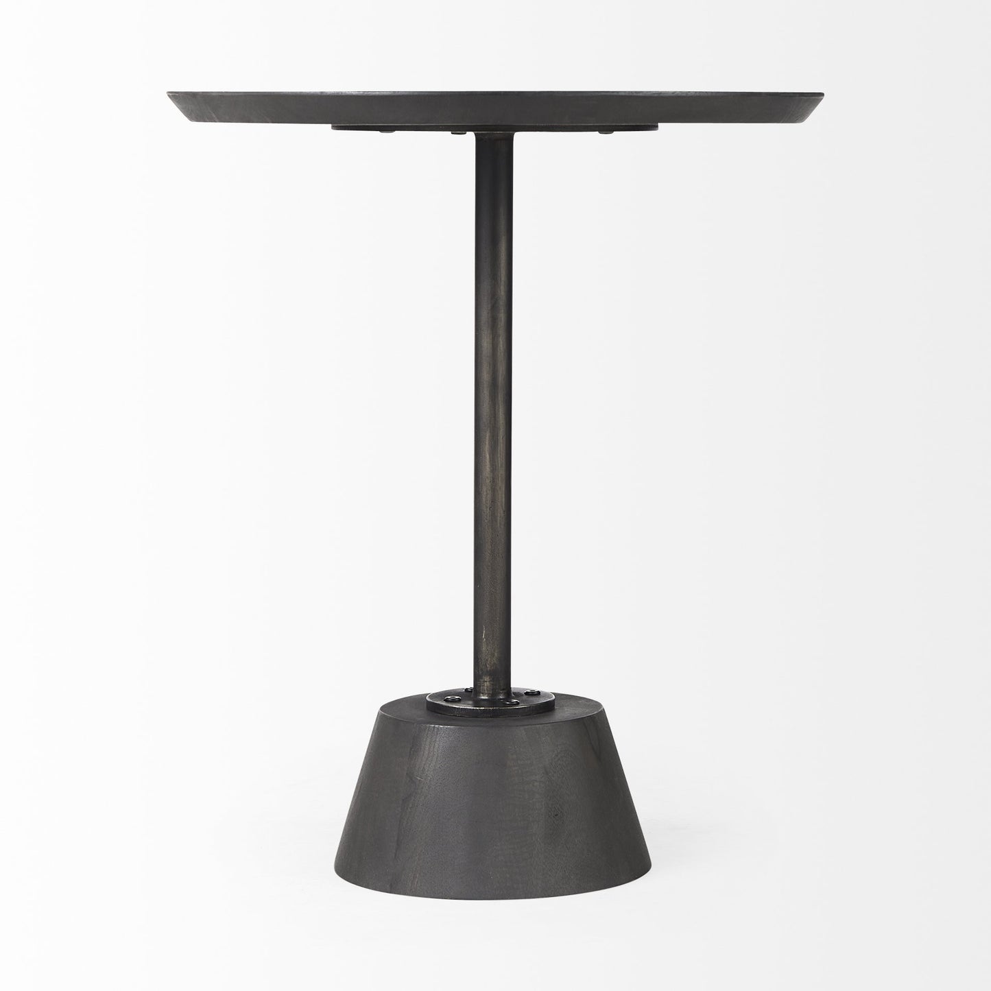 Dark Stain Pedestal Table With Black Detailing