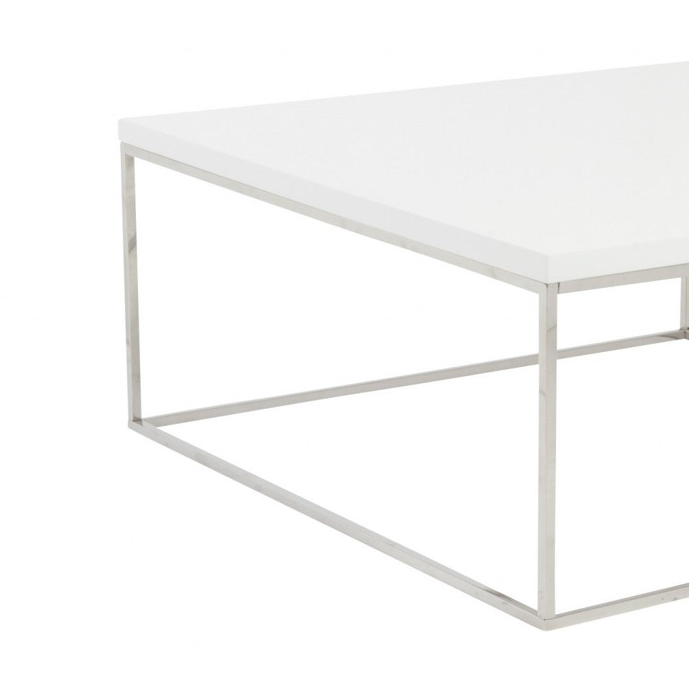 White and Chrome High Gloss Square Coffee Table