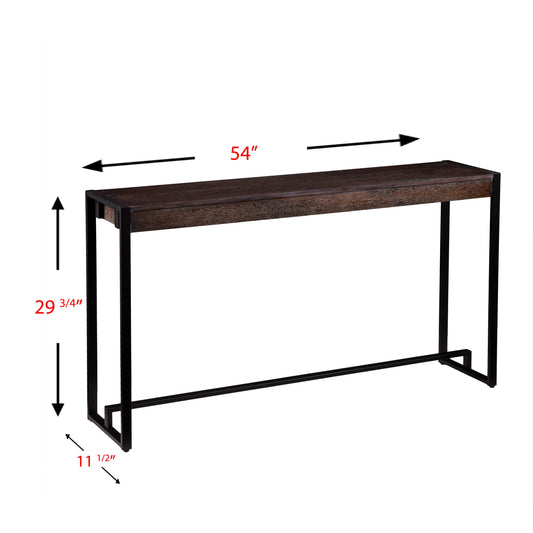 54" Brown and Black Sled Console Table