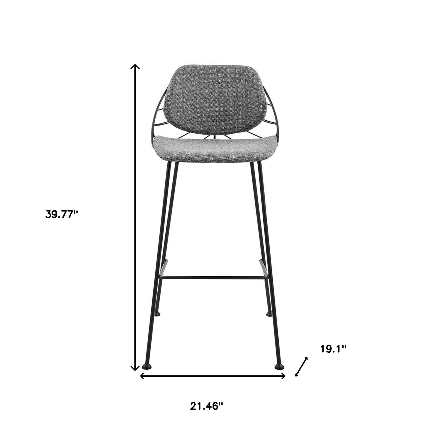 Set of Two 30" Light Gray And Black Steel Low Back Bar Height Bar Chairs