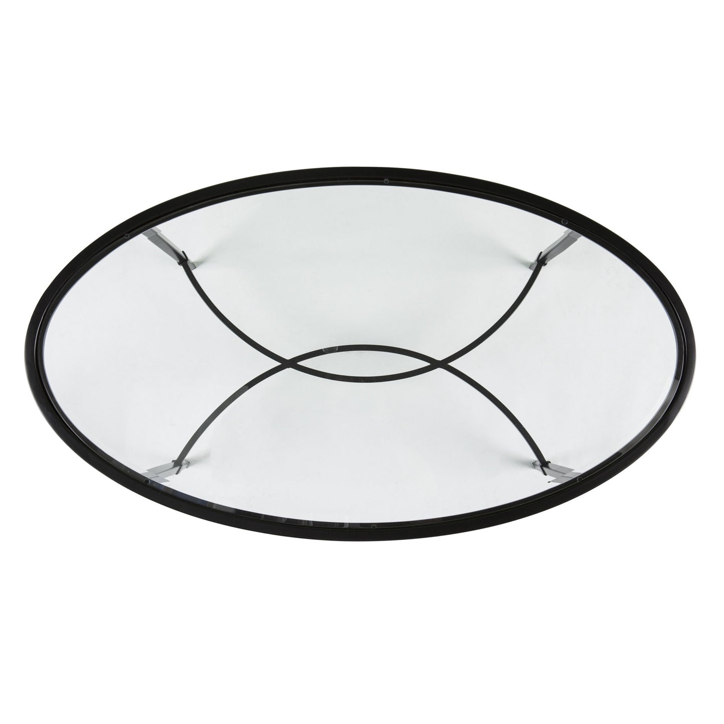 45" Black Glass And Metal Oval Coffee Table