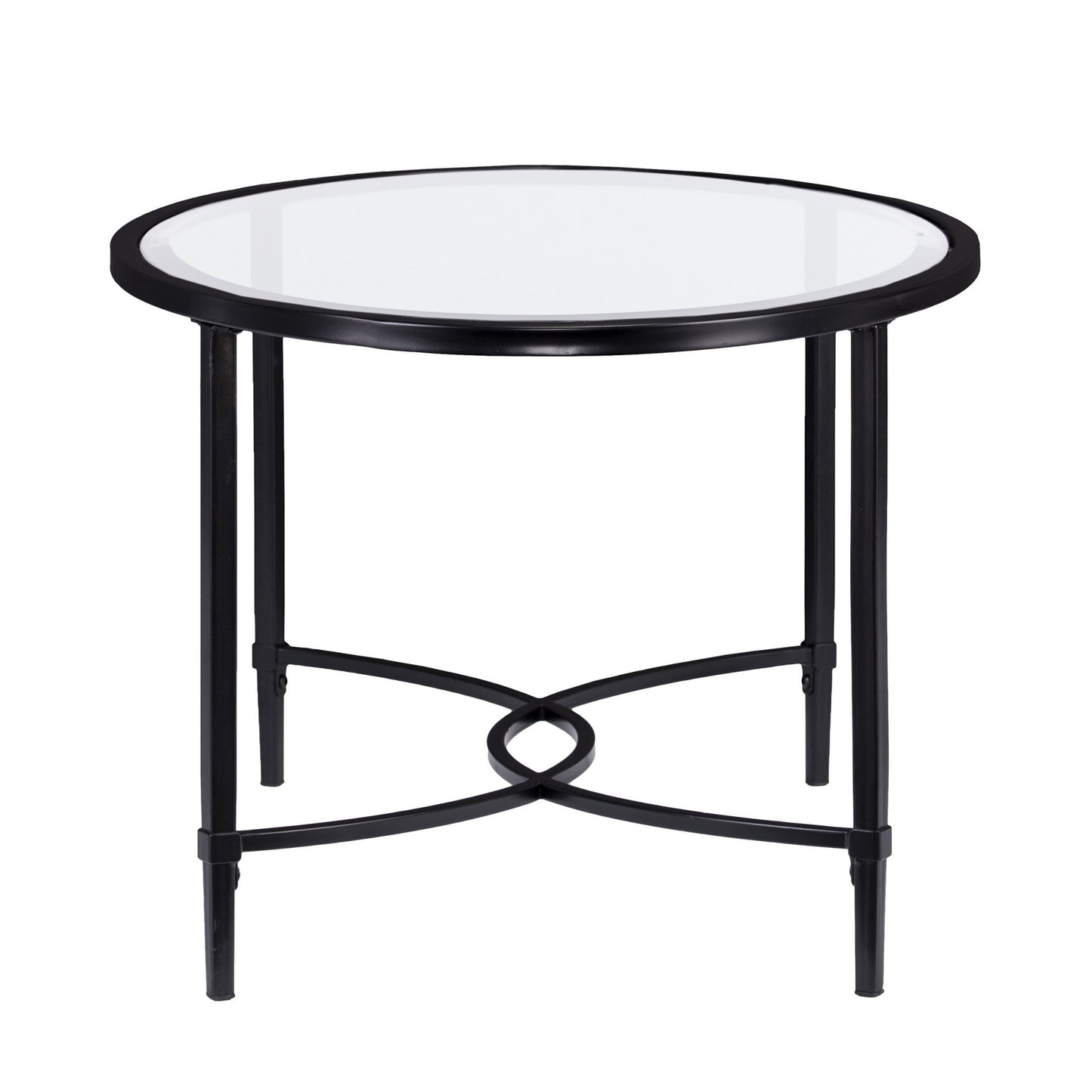 45" Black Glass And Metal Oval Coffee Table