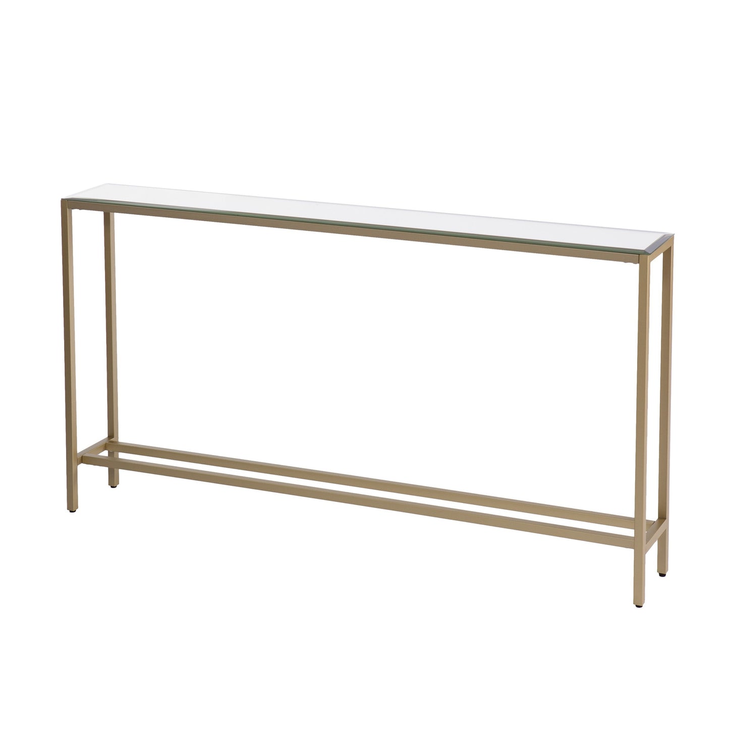 56" Silver and Gold Mirrored Glass Console Table