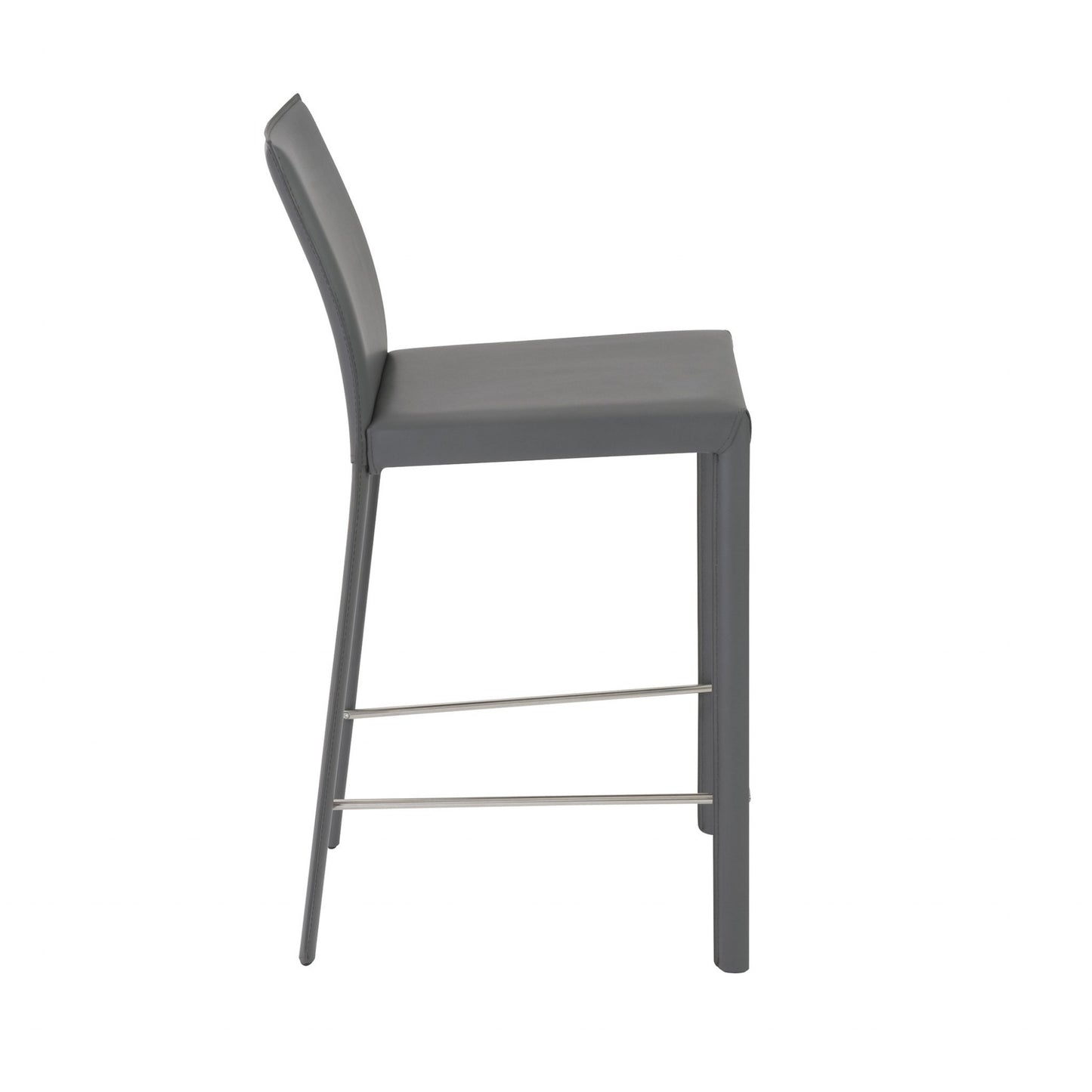 Set of Two 26" Gray Steel Low Back Counter Height Bar Chairs