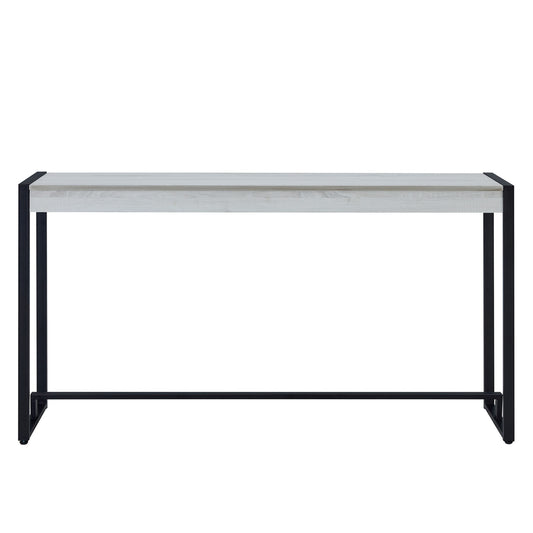 54" White and Black Distressed Sled Console Table