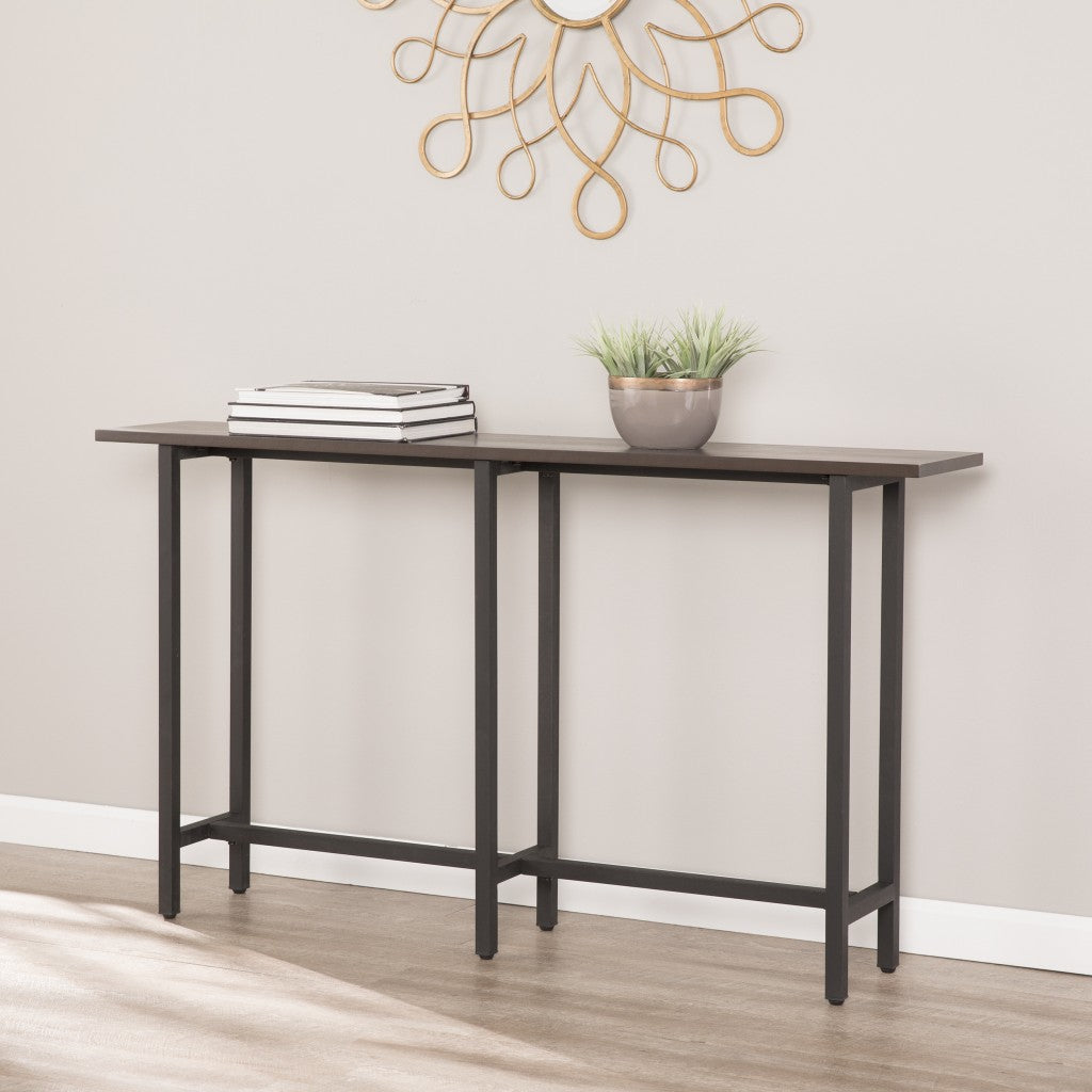 54" Espresso and Black Frame Console Table