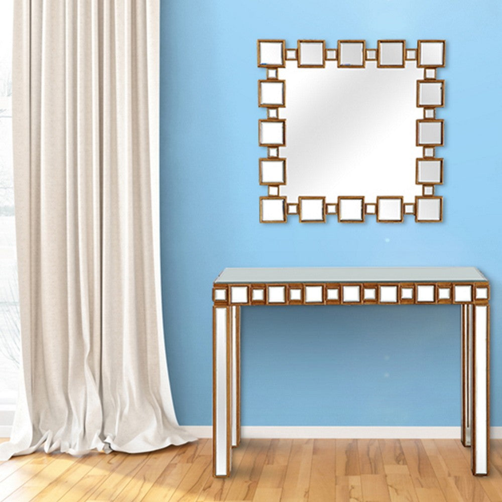 Square Reflective Mirror and Console Table