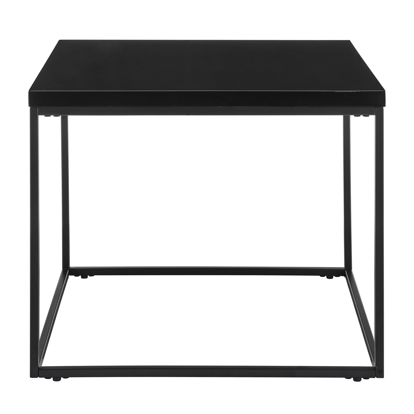 Modern Black Gloss and Matte Black Cube Side Table