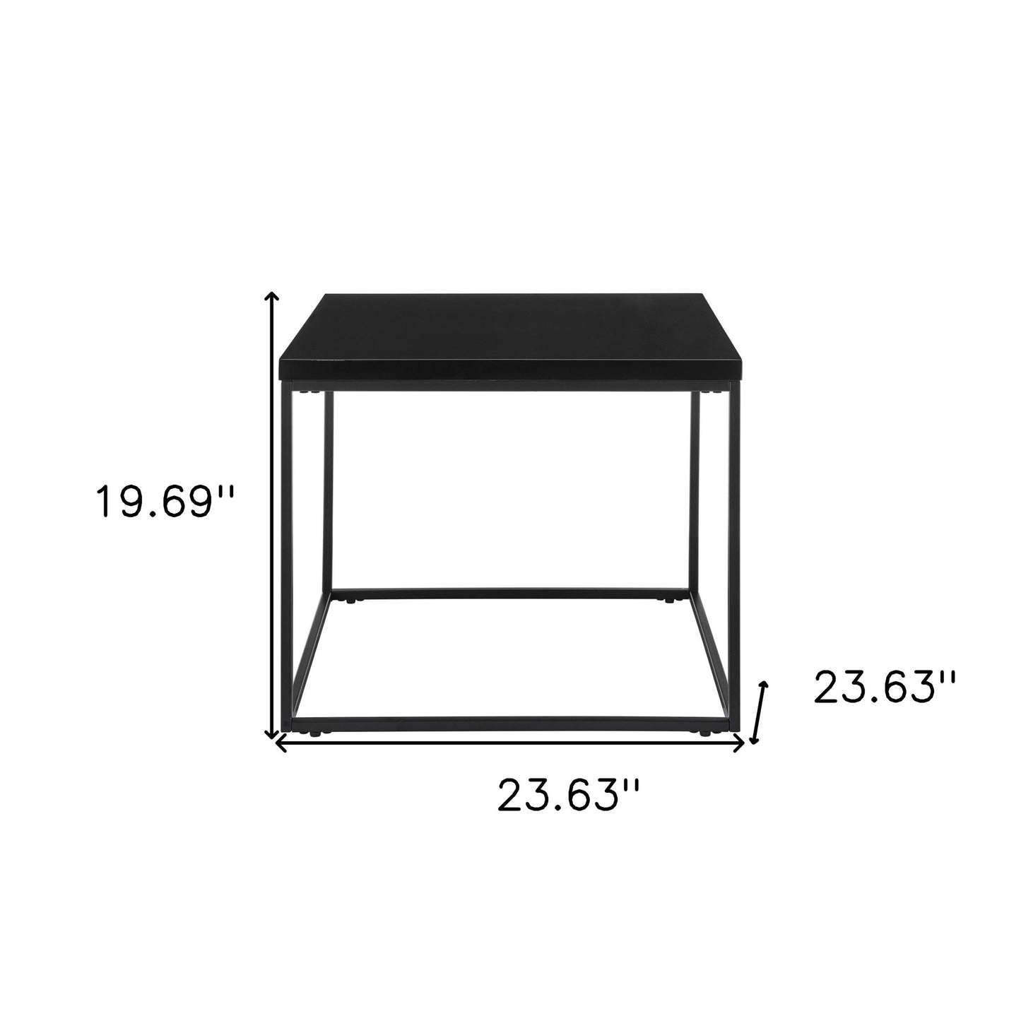 Modern Black Gloss and Matte Black Cube Side Table