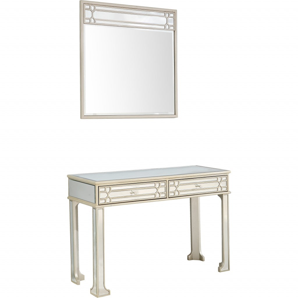 Champagne Finish Mirror and Console Table