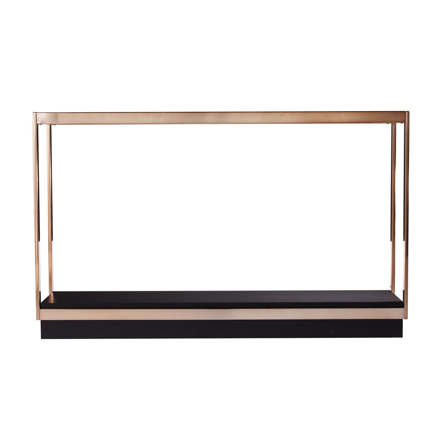 48" Clear and Champagne Glass Floor Shelf Console Table With Storage