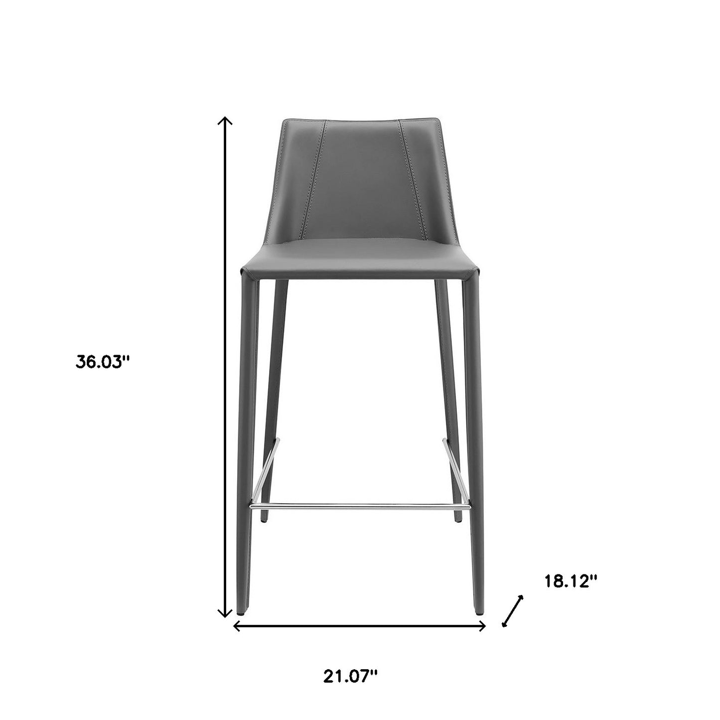 26" Gray Steel Low Back Counter Height Bar Chair