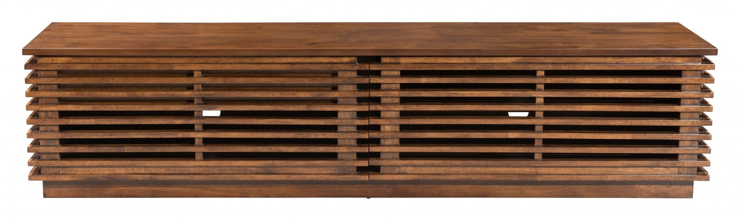 71" Walnut Modern Retro Grooves TV Media Center