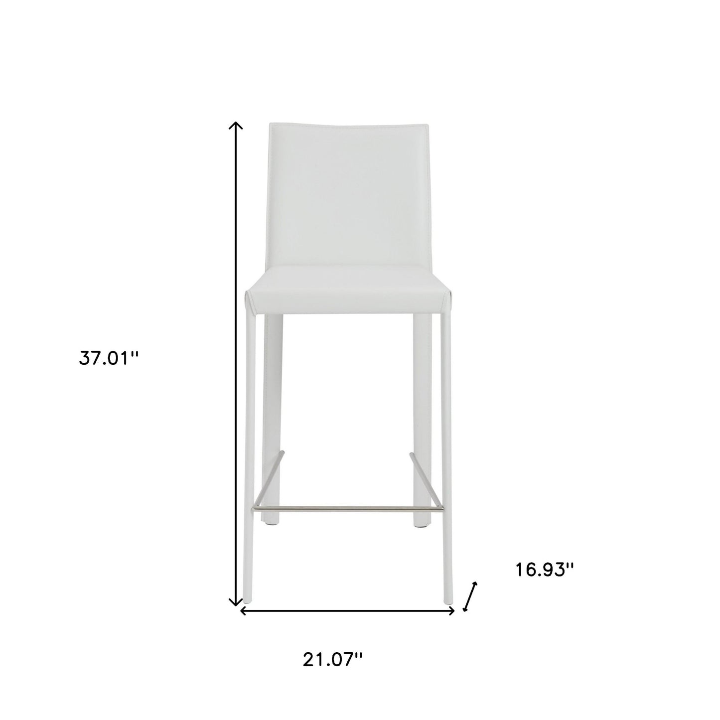 Set of Two 26" White Steel Low Back Counter Height Bar Chairs