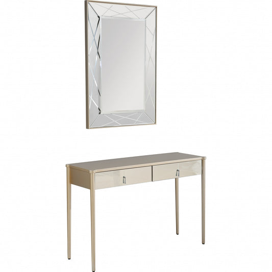 Champagne Finish Mirror and Console Table