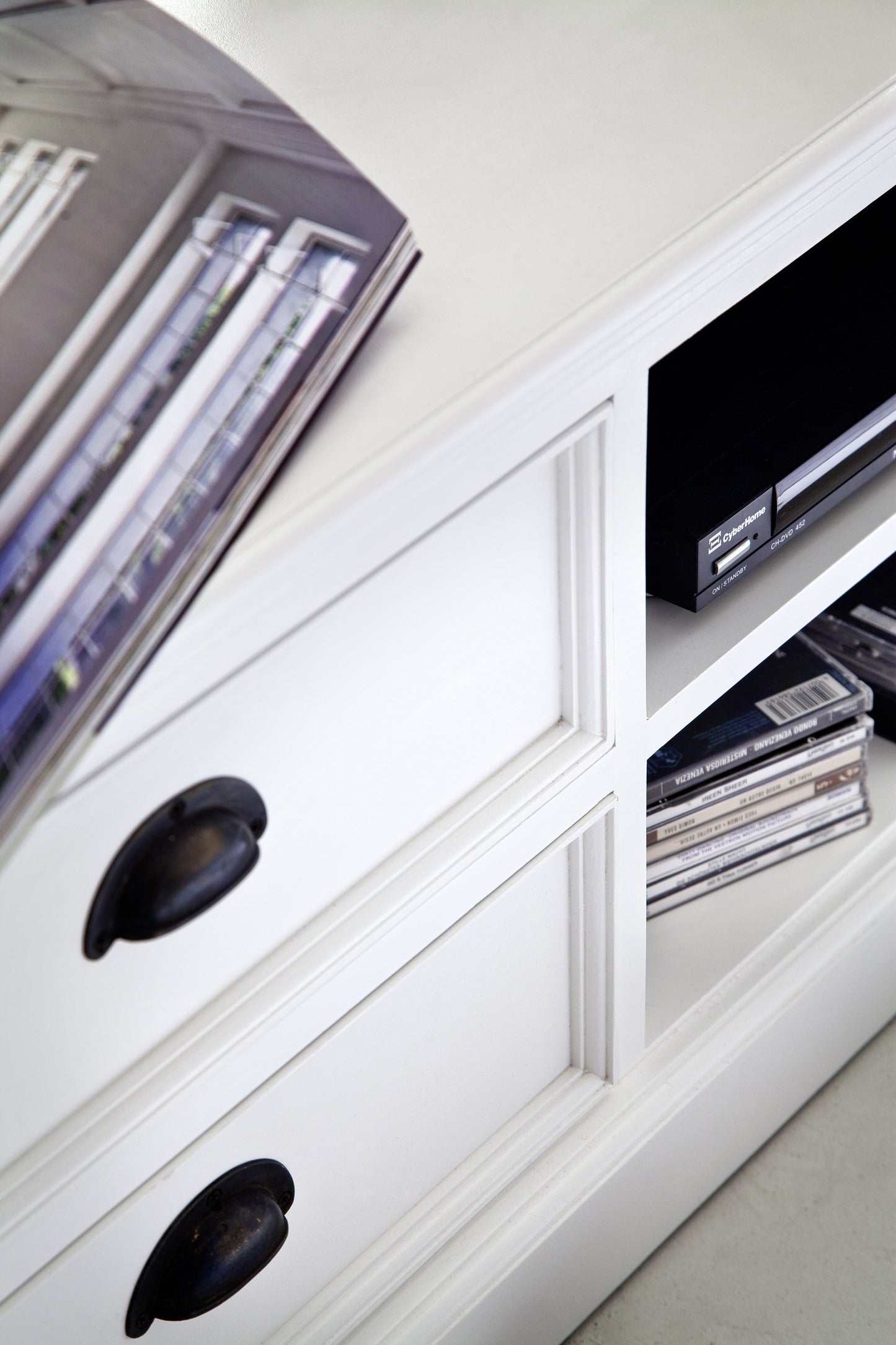 47" Classic White Entertainment Unit with Two Drawers