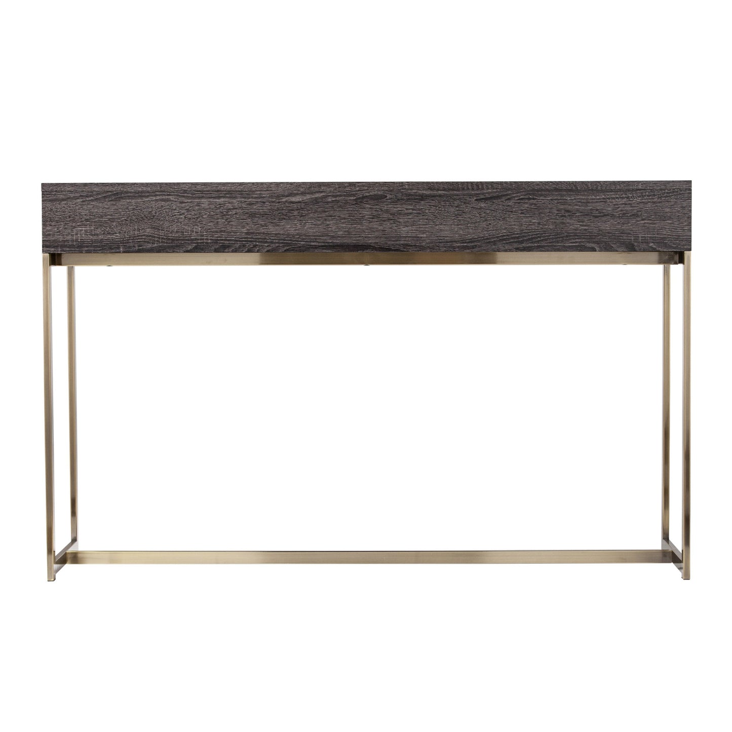 48" Gray and Gold Sled Console Table With Storage