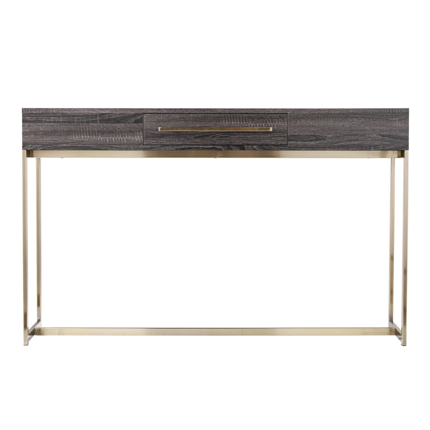 48" Gray and Gold Sled Console Table With Storage