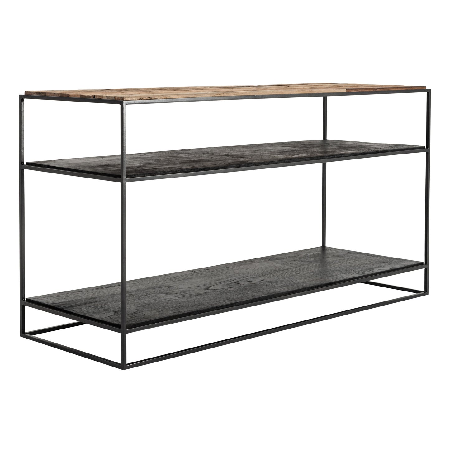 55" Natural and Black Frame Console Table With Storage