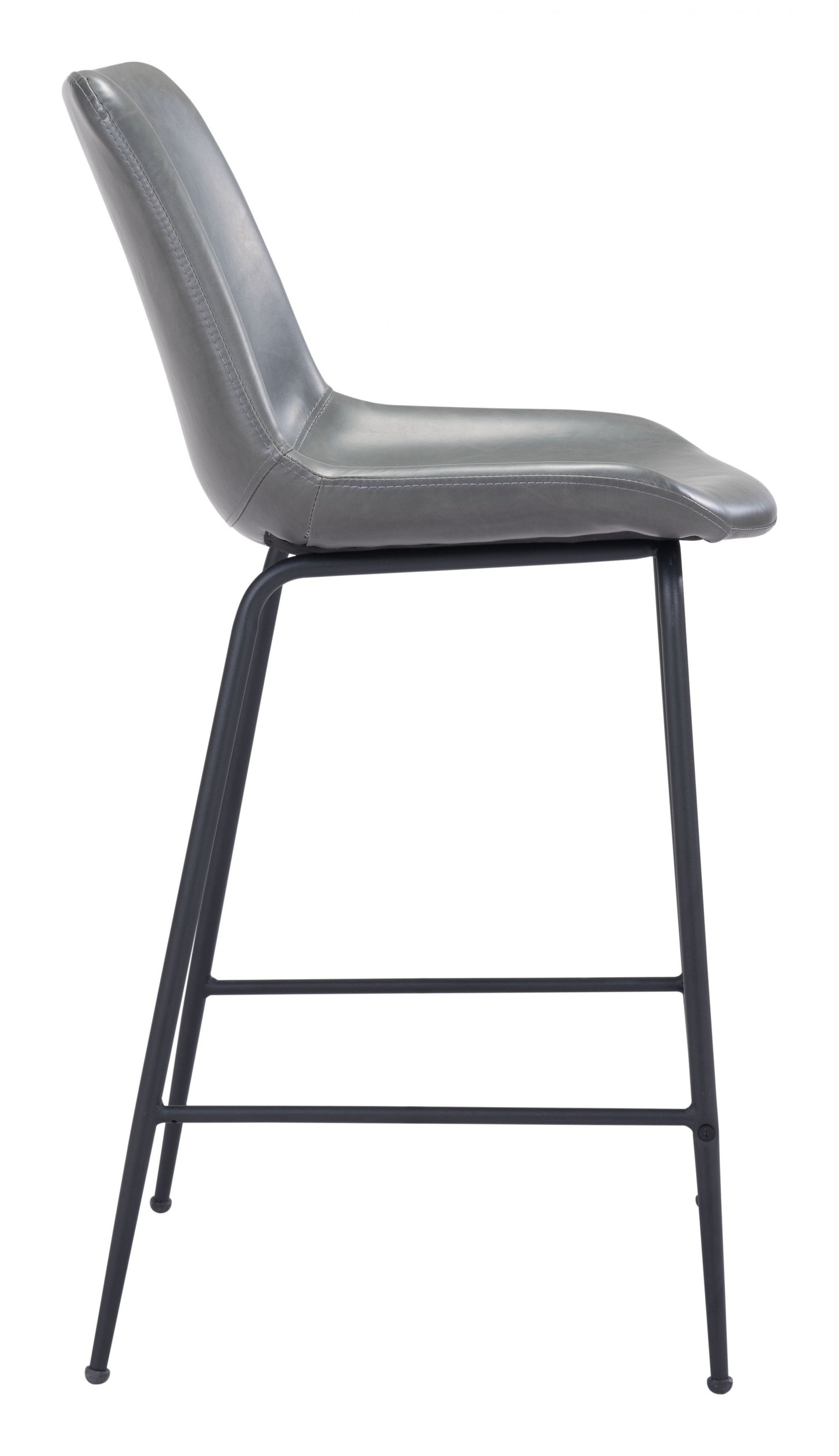 26" Gray And Black Steel Low Back Counter Height Bar Chair