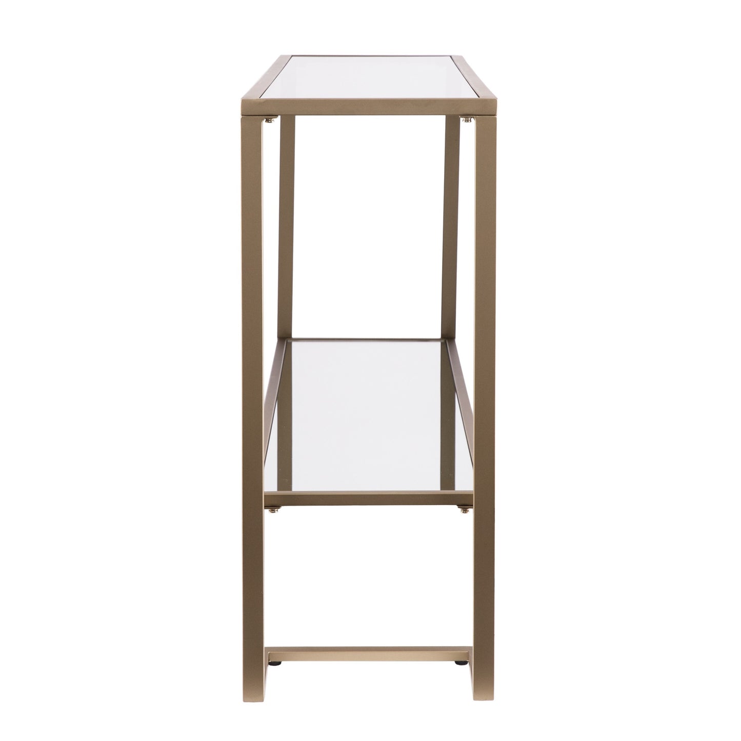 52" Clear and Gold Glass Mirrored Frame Console Table With Storage