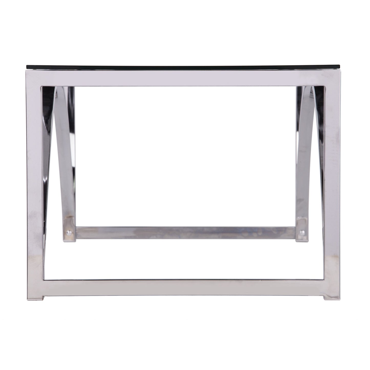 48" Chrome Glass And Metal Rectangular Coffee Table