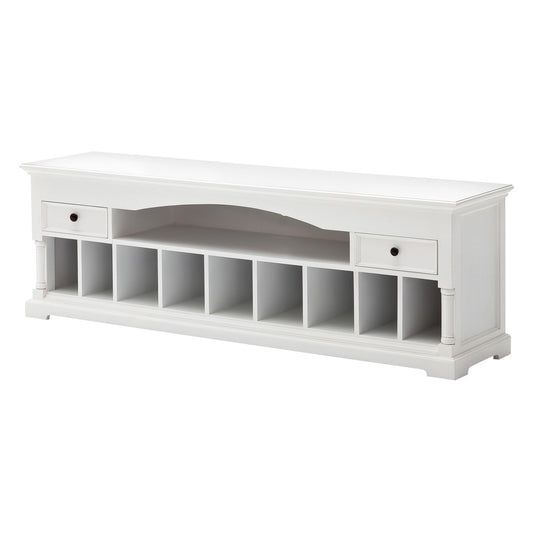 71" Classic White And White Solid Console Table With Storage