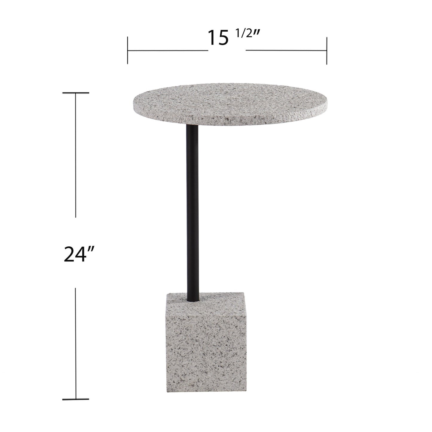 24" Black and White Faux Marble Round End Table