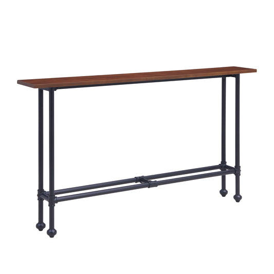 56" Espresso and Black Console Table