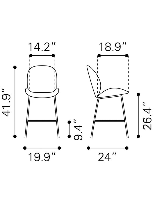 26" Red And Black Steel Low Back Counter Height Bar Chair