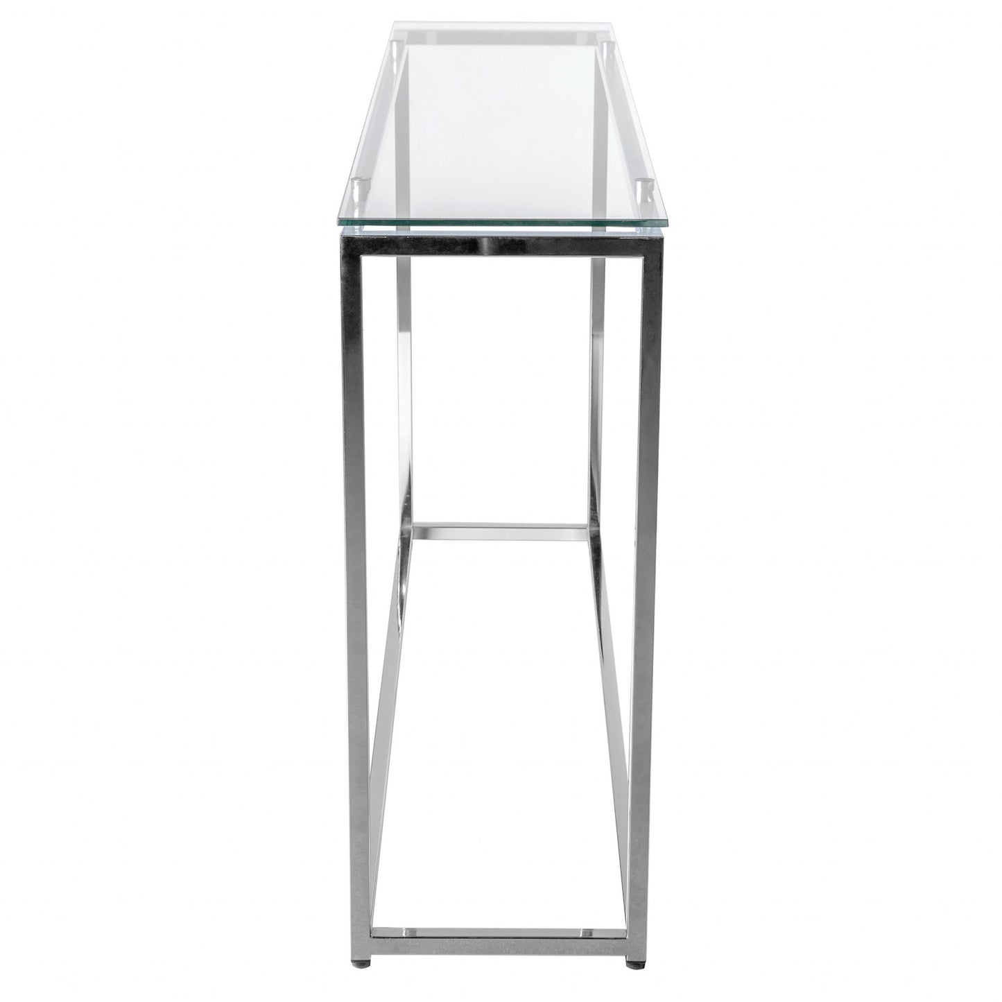 Geo XL Rectangle Clear Glass and Chrome Console Table