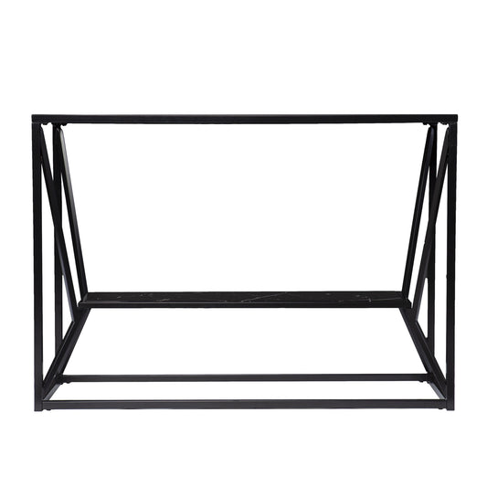 42" Black Glass Frame Console Table With Storage