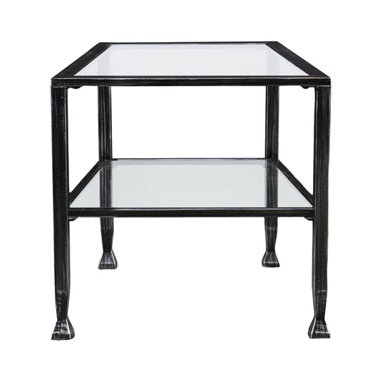 48" Black Glass And Metal Rectangular Coffee Table