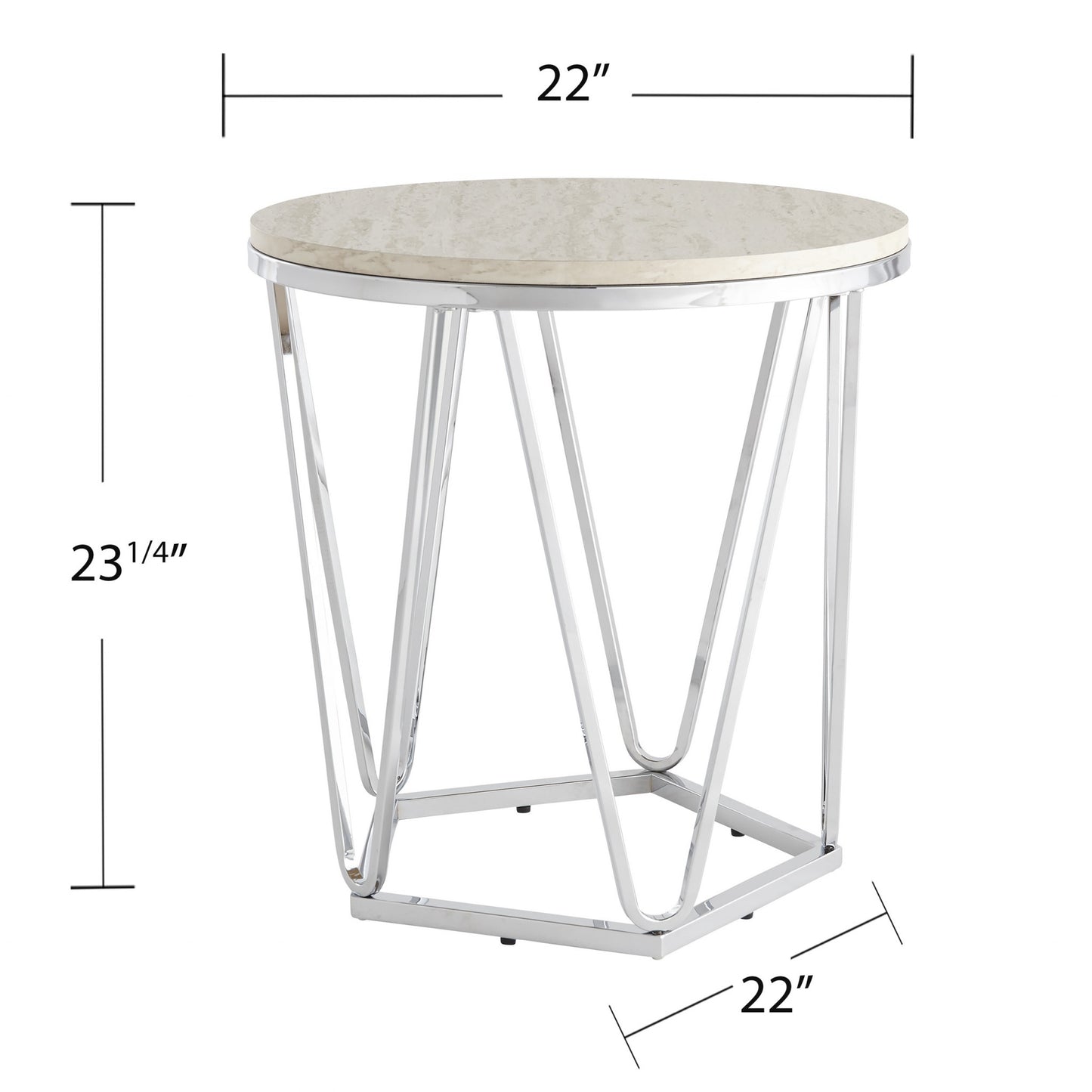 23" Silver Manufactured Wood And Iron Round End Table