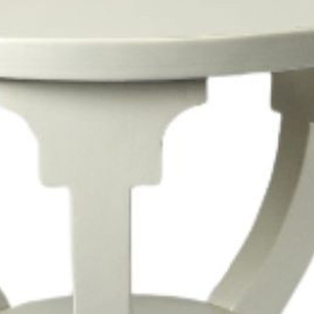 24" White And Cottage White Manufactured Wood Round End Table With Shelf