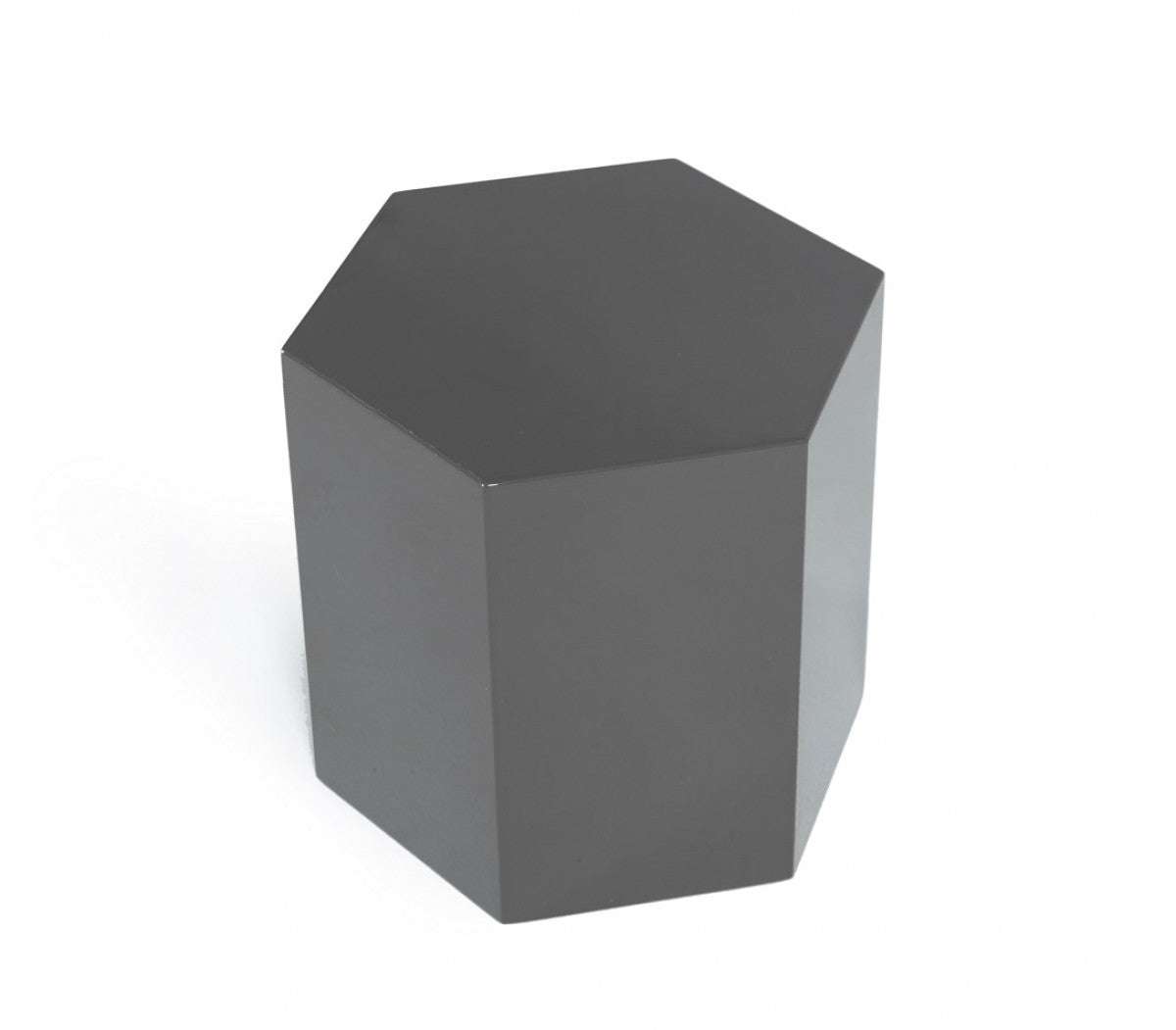 Modern Light Grey High Gloss Hexagonal End Table