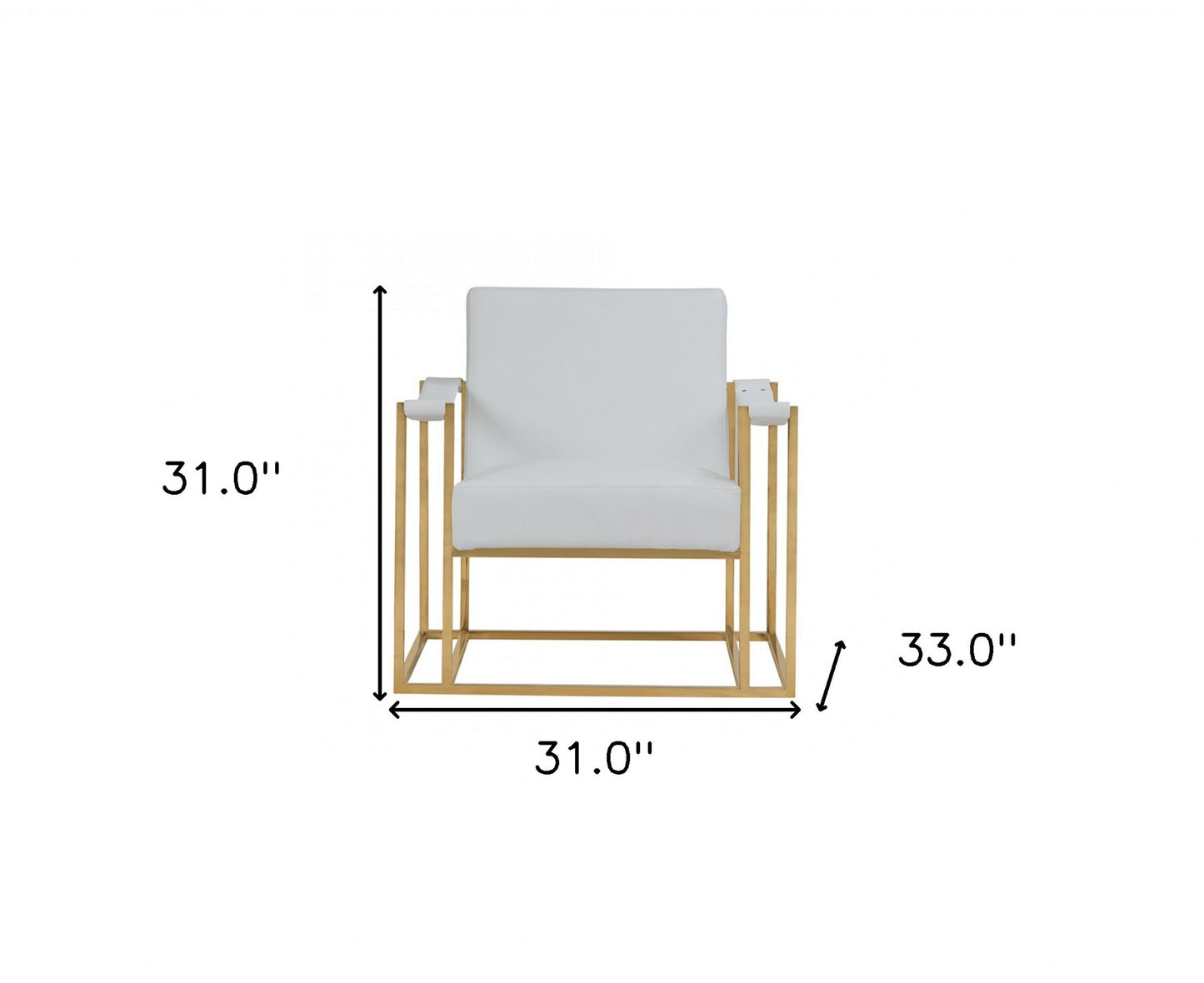 Stylish White Leatherette And Gold Steel Chair