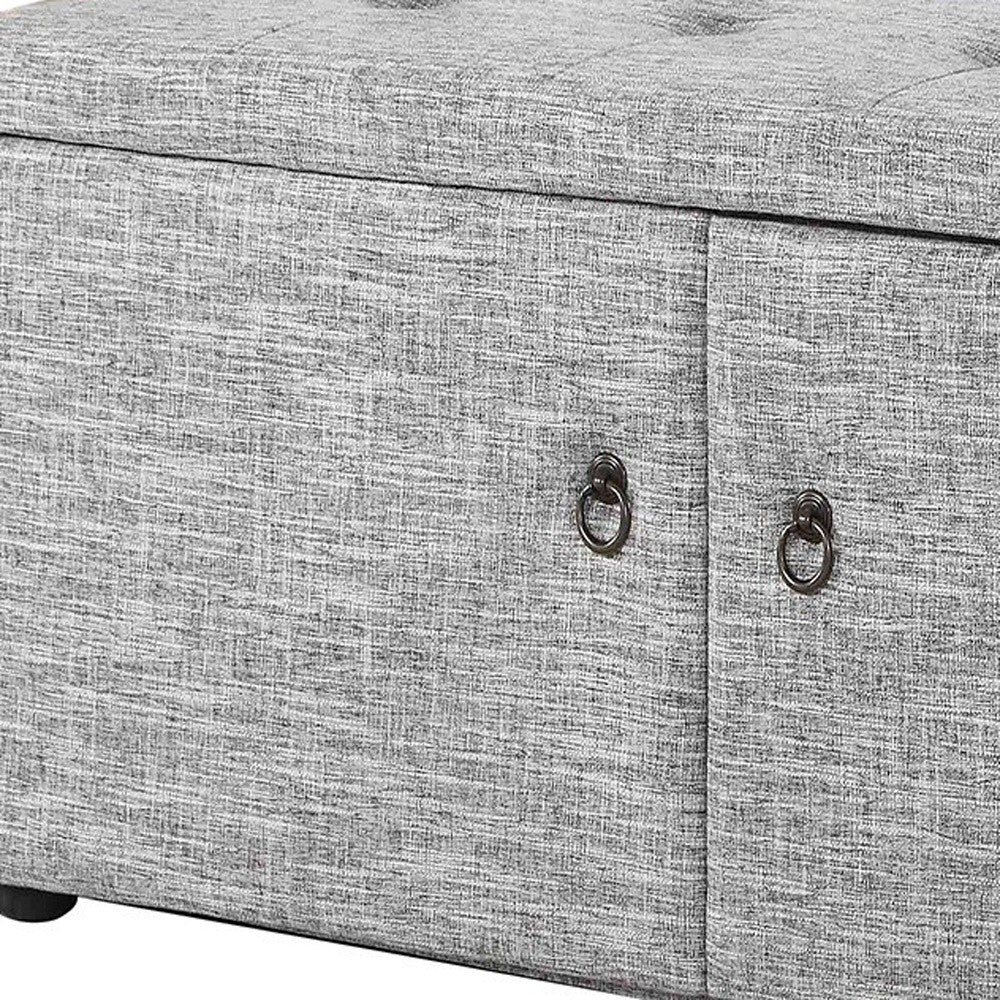 Light Gray Linen Look Double Door Shoe Storage Bench