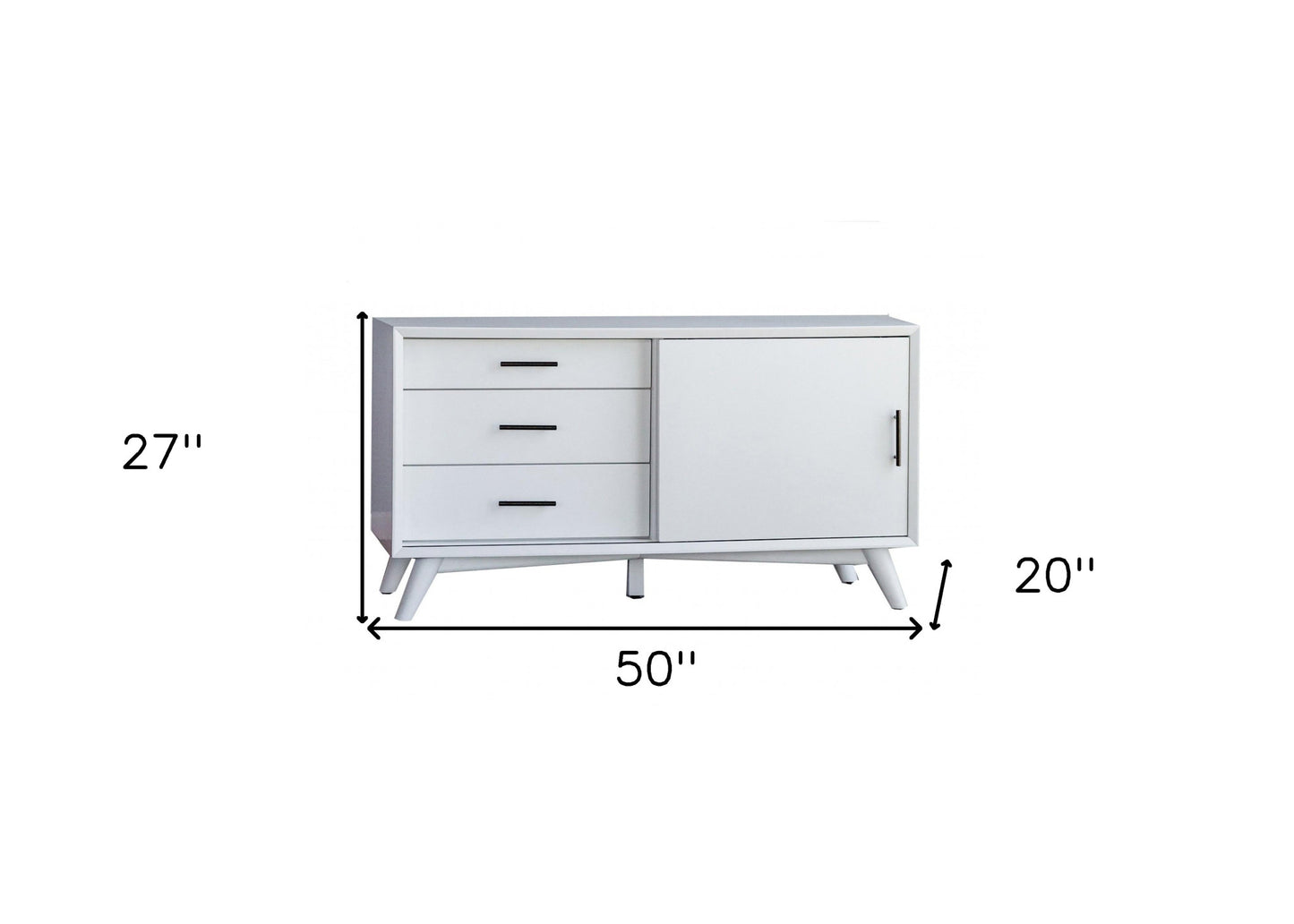 Flair 50" White Mid Century Mod TV Console