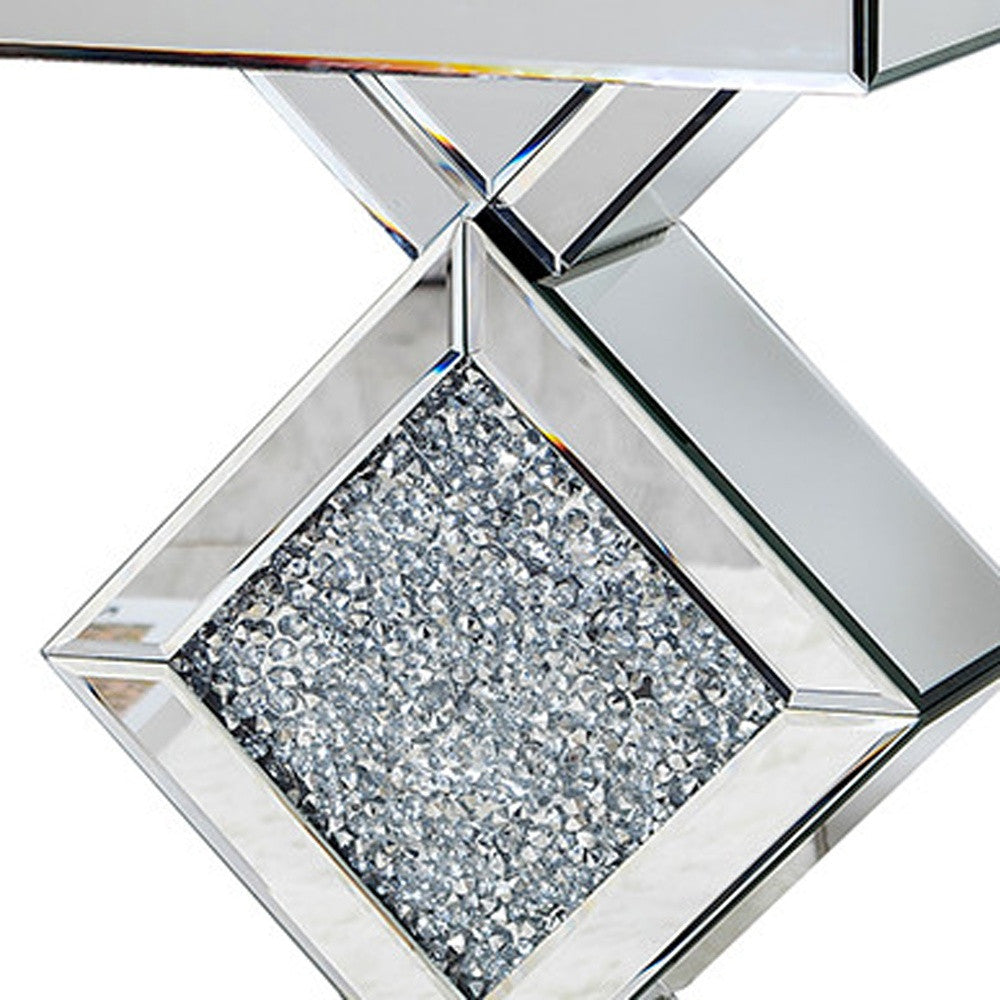 Diamond Silver Mirrored Side Table