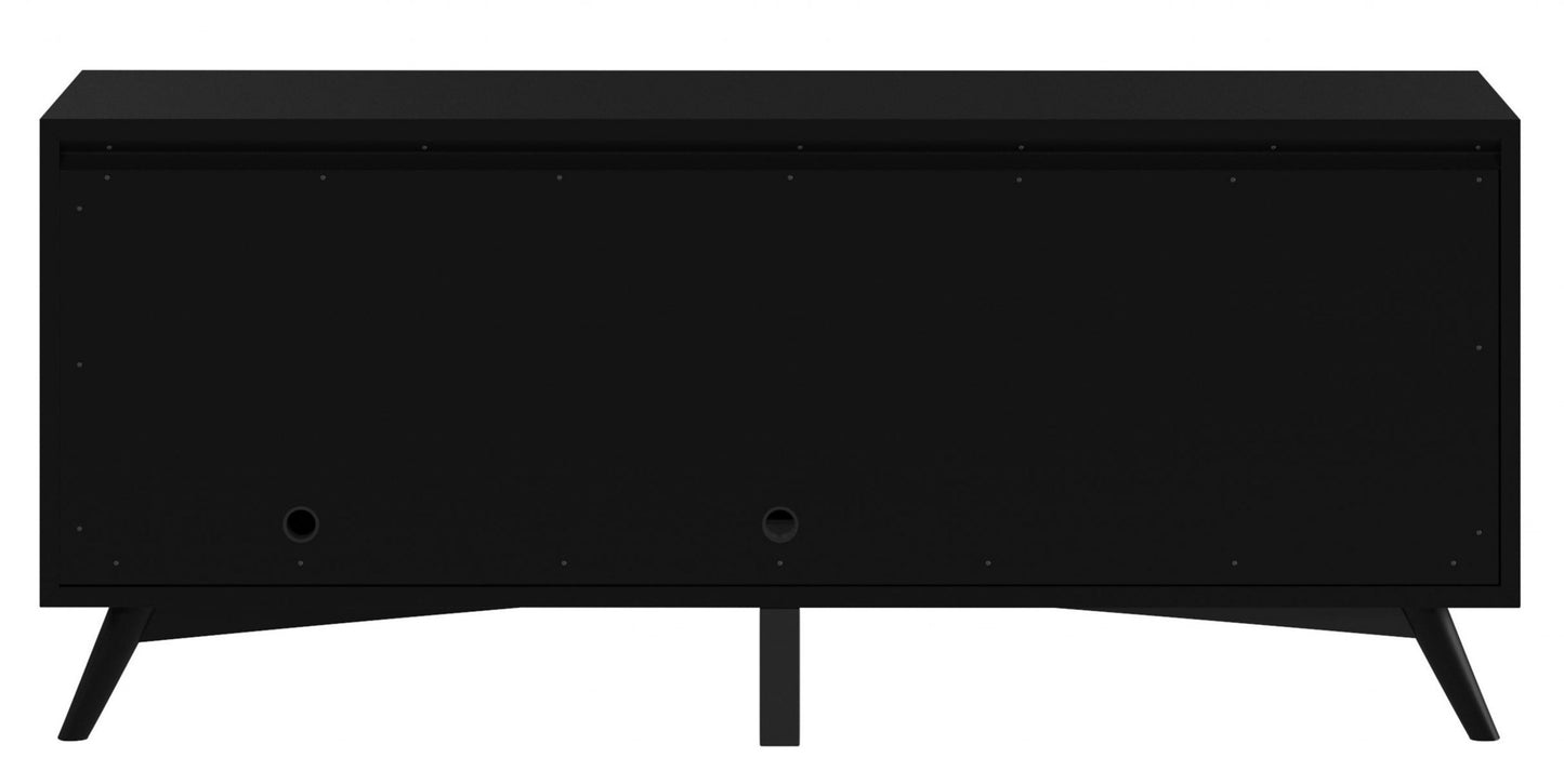 64" Black Mahogany Solids Okoume And Veneer Open Shelving TV Stand