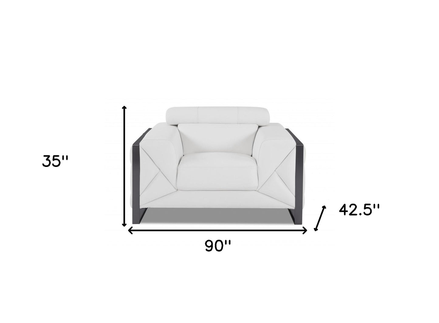 Three Piece Indoor White Italian Leather Six Person Seating Set