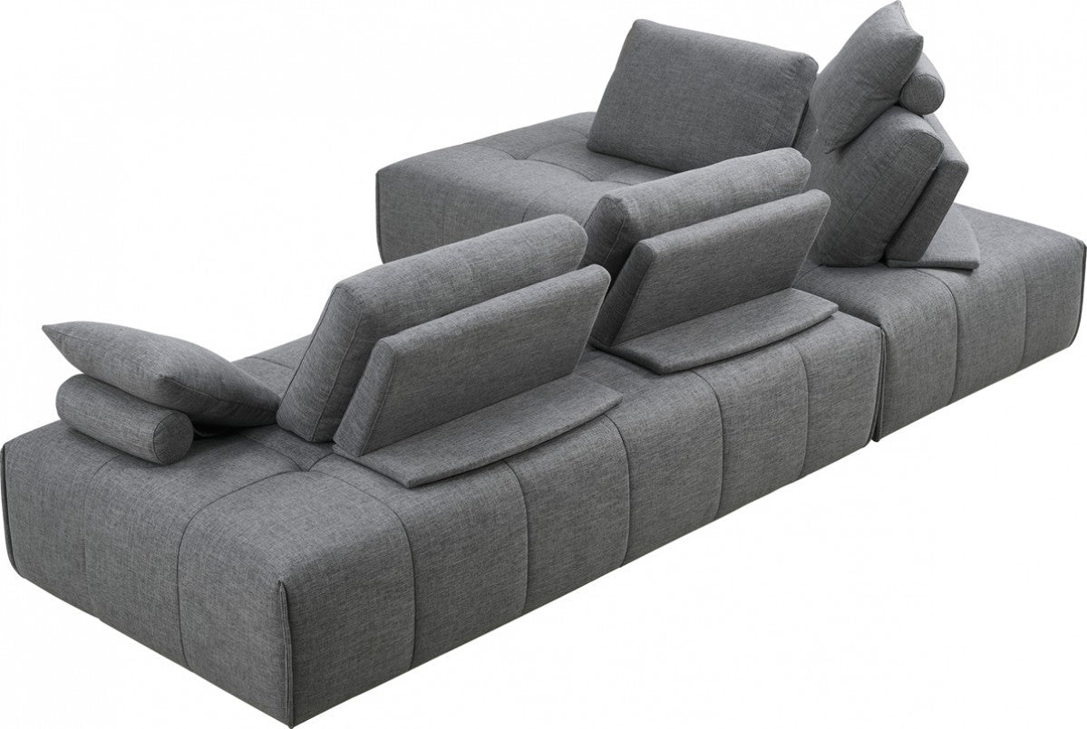 Gray Polyester Modular L Shaped Two Piece Sofa and Chaise Sectional