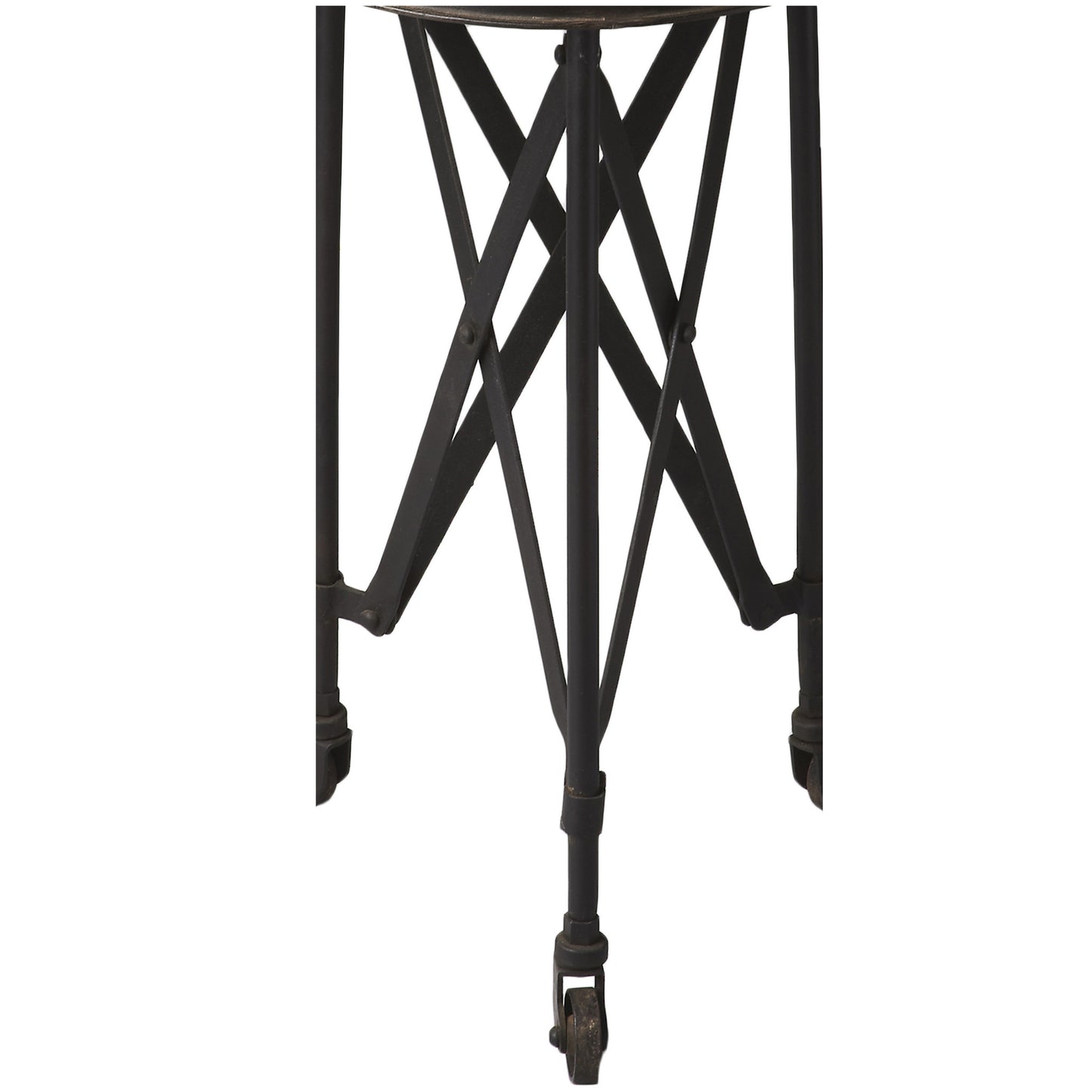 23" Black Industrial Rolling Round End Table