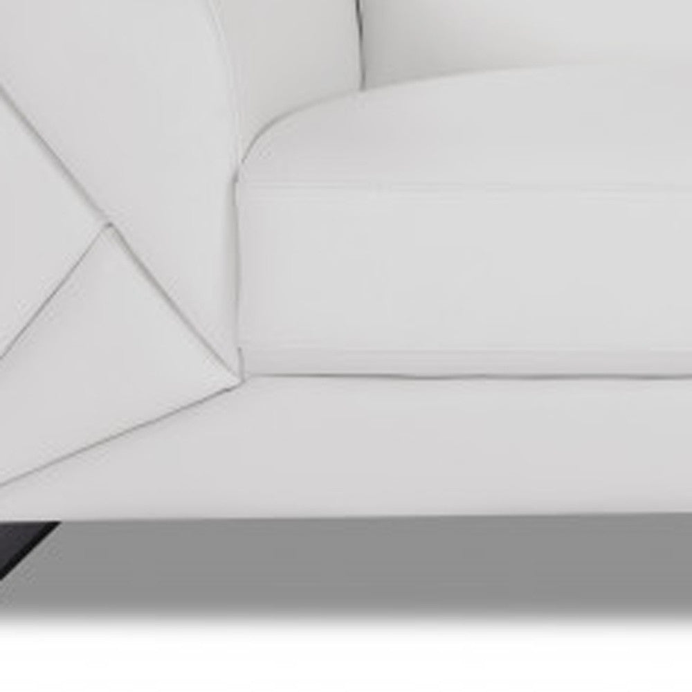 89" White And Silver Italian Leather Sofa