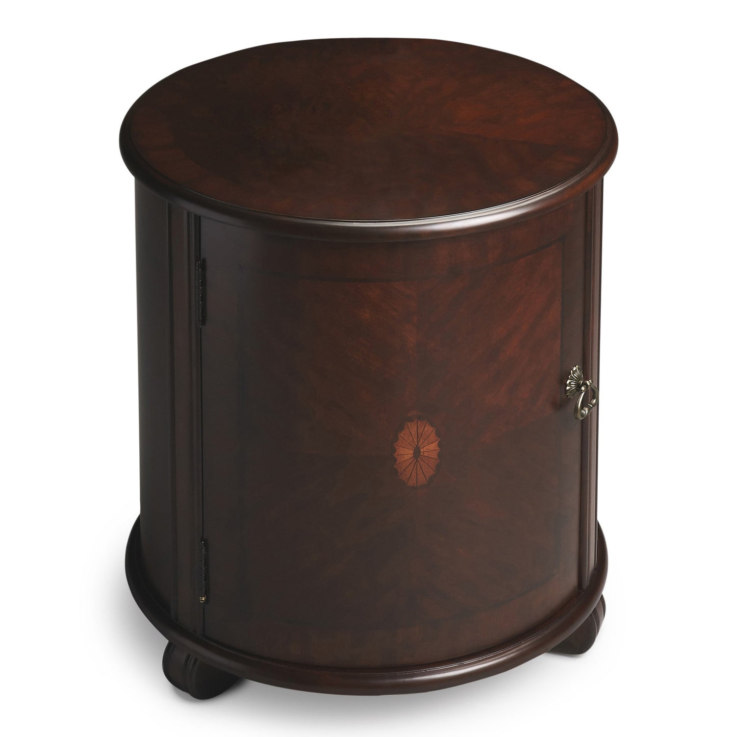 24" Dark Brown And Cherry Manufactured Wood Round End Table