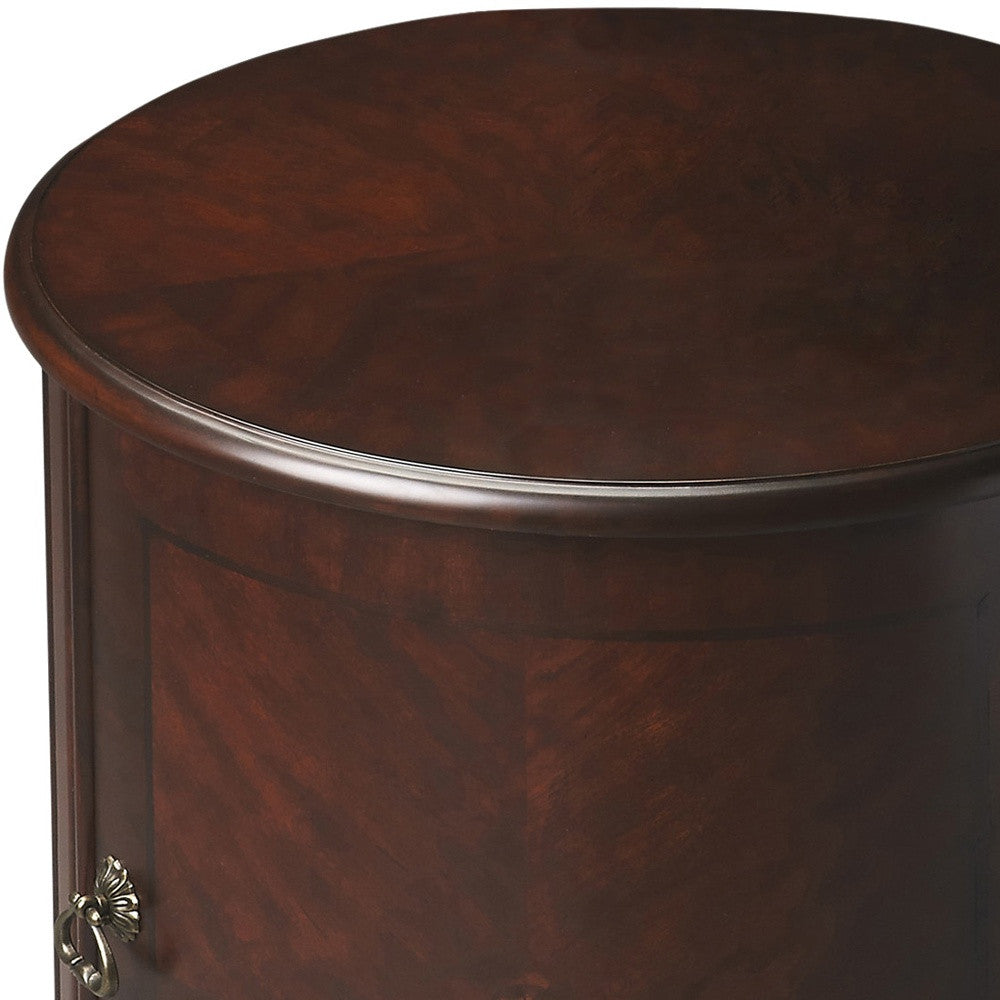 24" Dark Brown And Cherry Manufactured Wood Round End Table